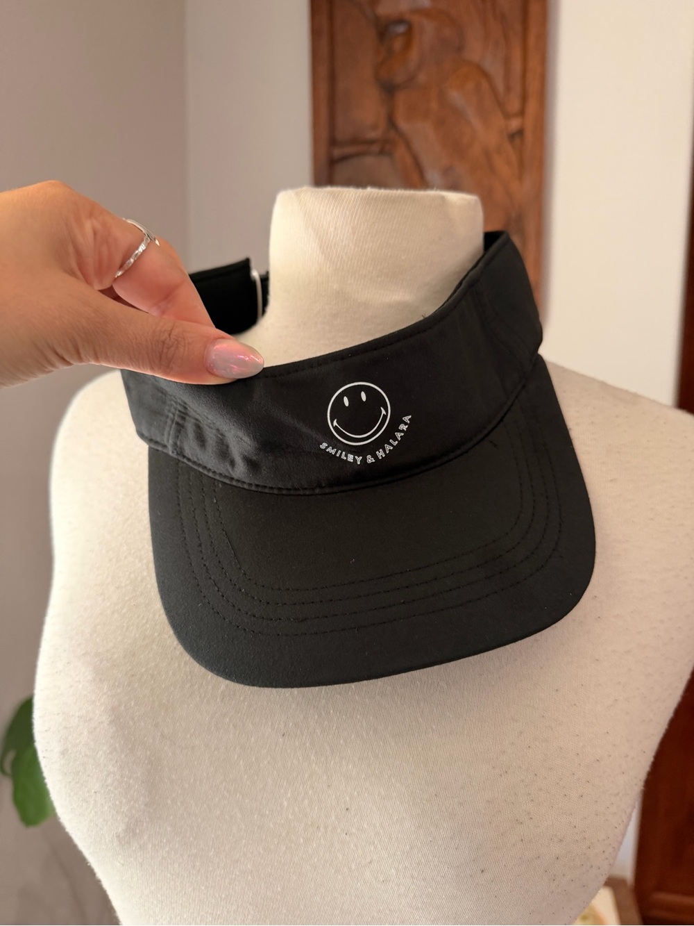 Halara x Smiley Black Visor Hat NWT